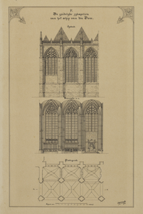 216355 Afbeeldingen van de Domkerk te Utrecht; met weergave van het in 1674 ingestorte gedeelte: plattegrond en ...